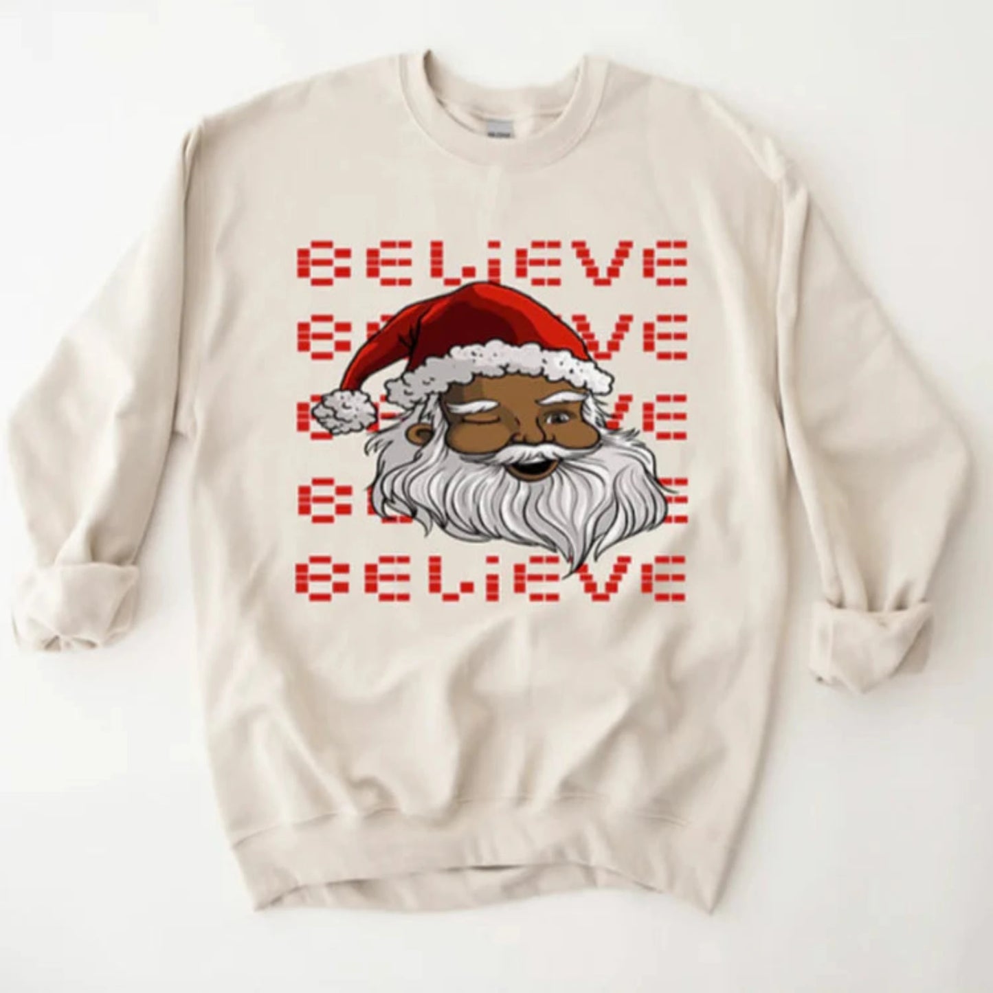 Believe Black Santa | Holiday Sweatshirt, Hoodie & T-Shirt