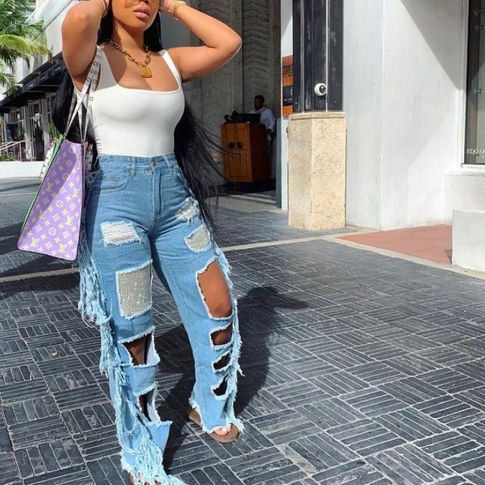 Rhinestone Patch Jean