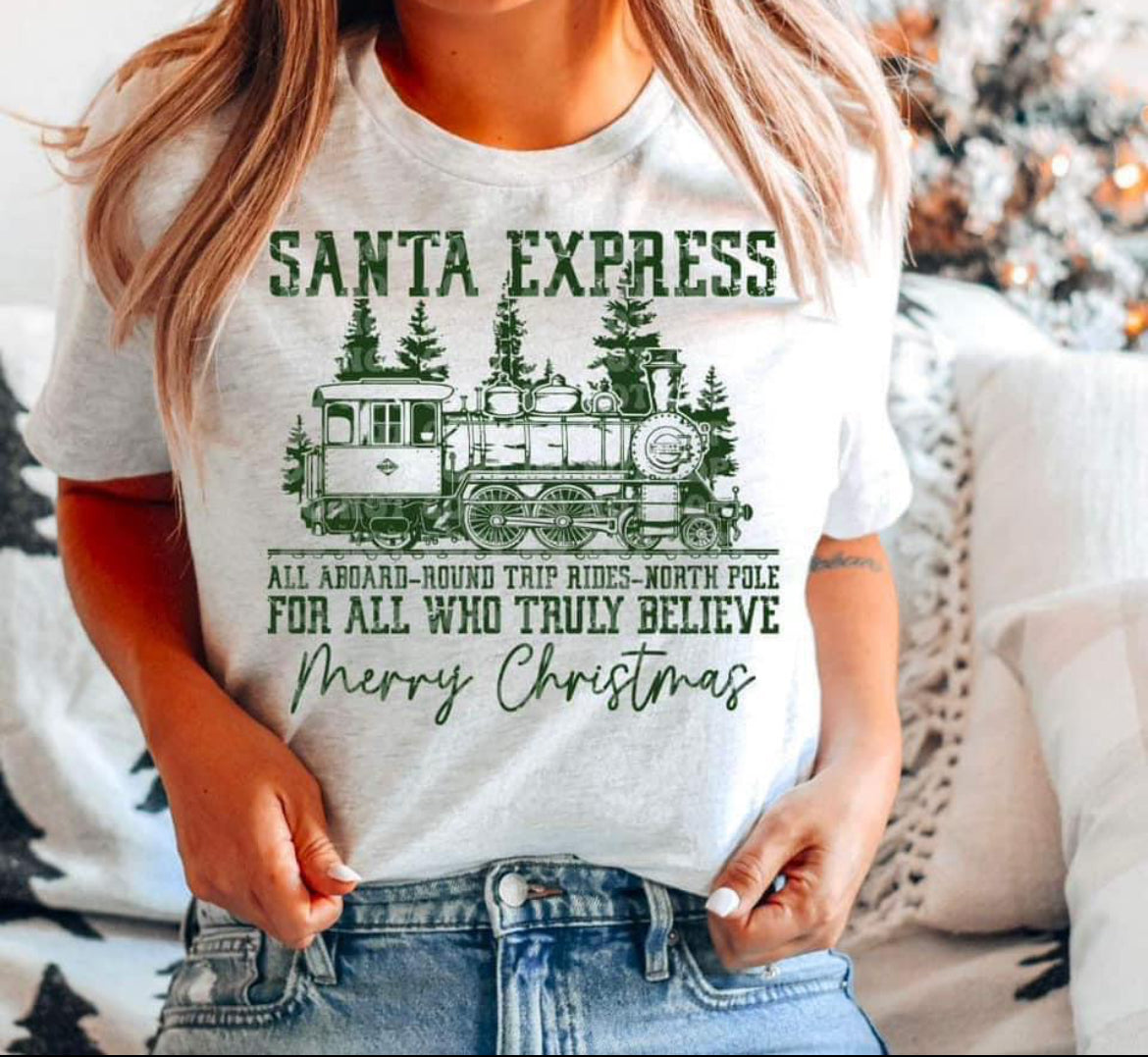 Santa Express Train Vintage Holiday Graphic | Merry Christmas Tee, Cozy Sweatshirt & Hoodie | Unisex Festive Winter Apparel