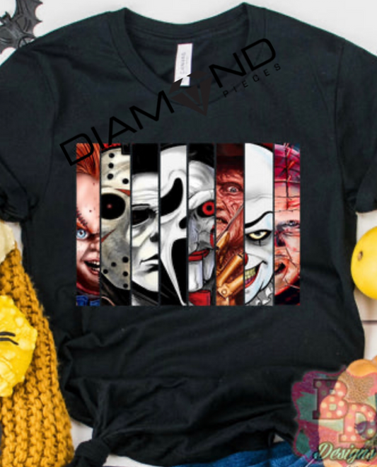 Halloween Legends Collage Tee – Classic Villains Graphic T-Shirt