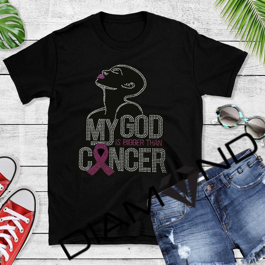 My God Is Bigger Than Cancer Rhinestone Awareness