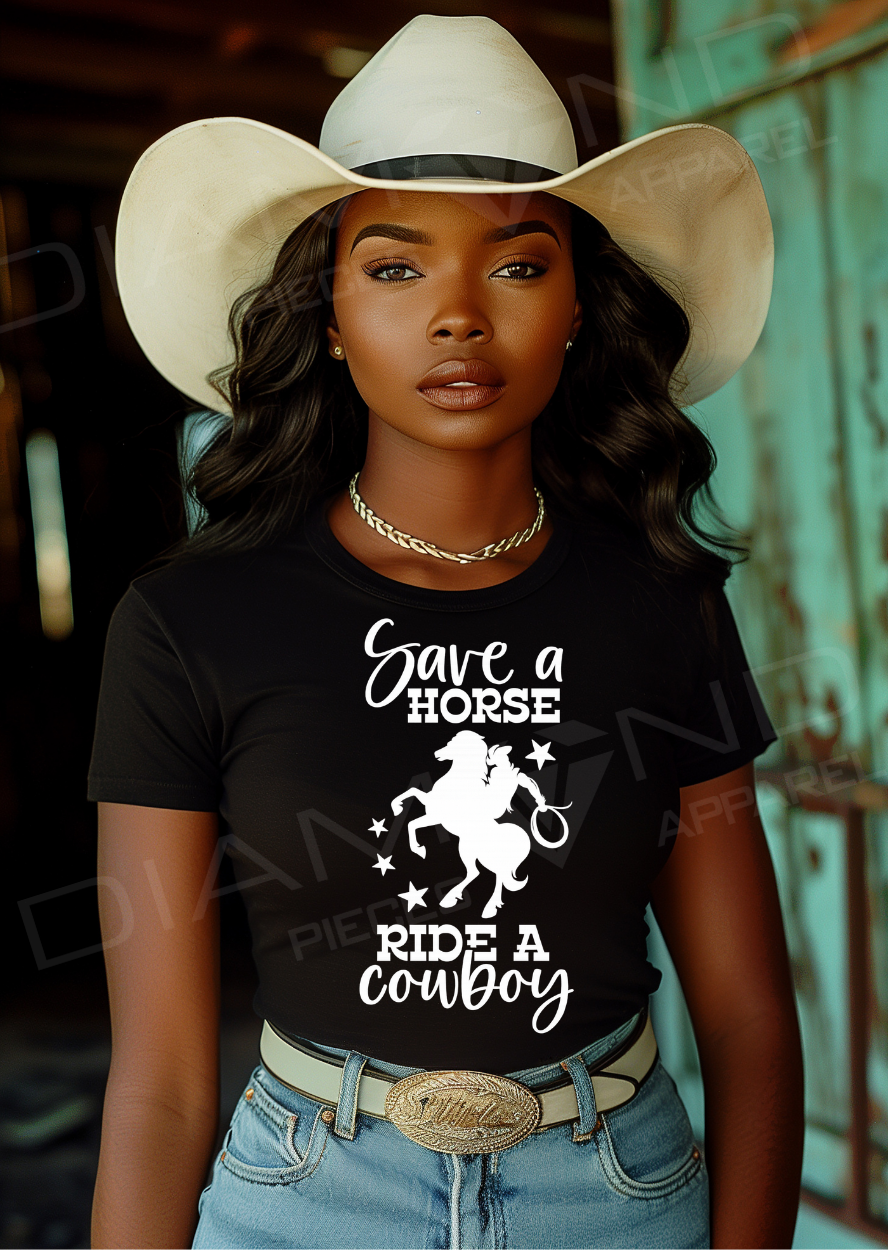 Save a Horse Ride a Cowboy™ | Country Chic Western Statement Top