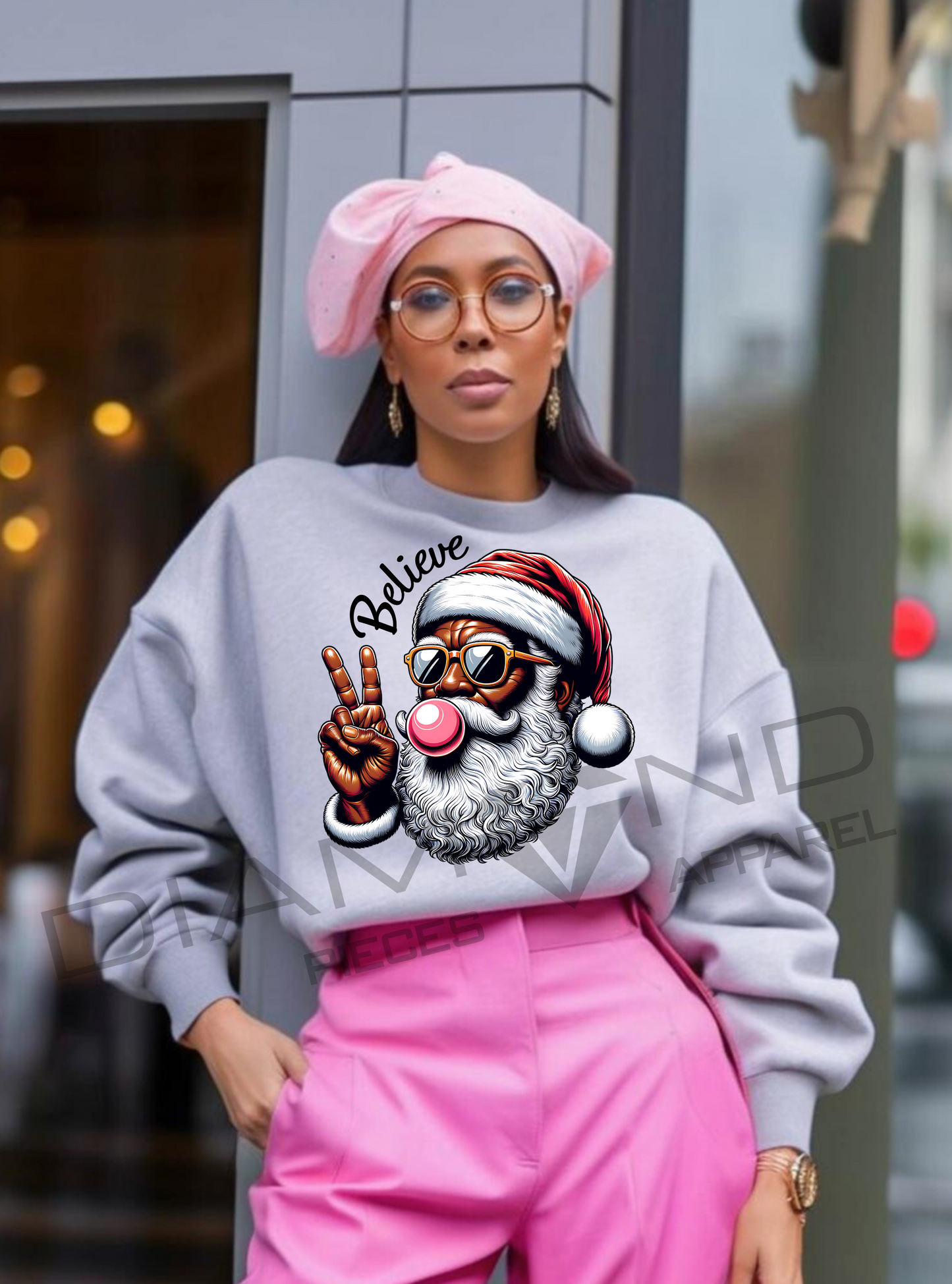 Believe” — Black Santa Sweatshirt