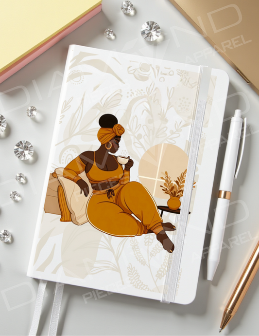 Cozy Cocoa Queen Journal – Melanin Self-Care & Reflection Blank Notebook