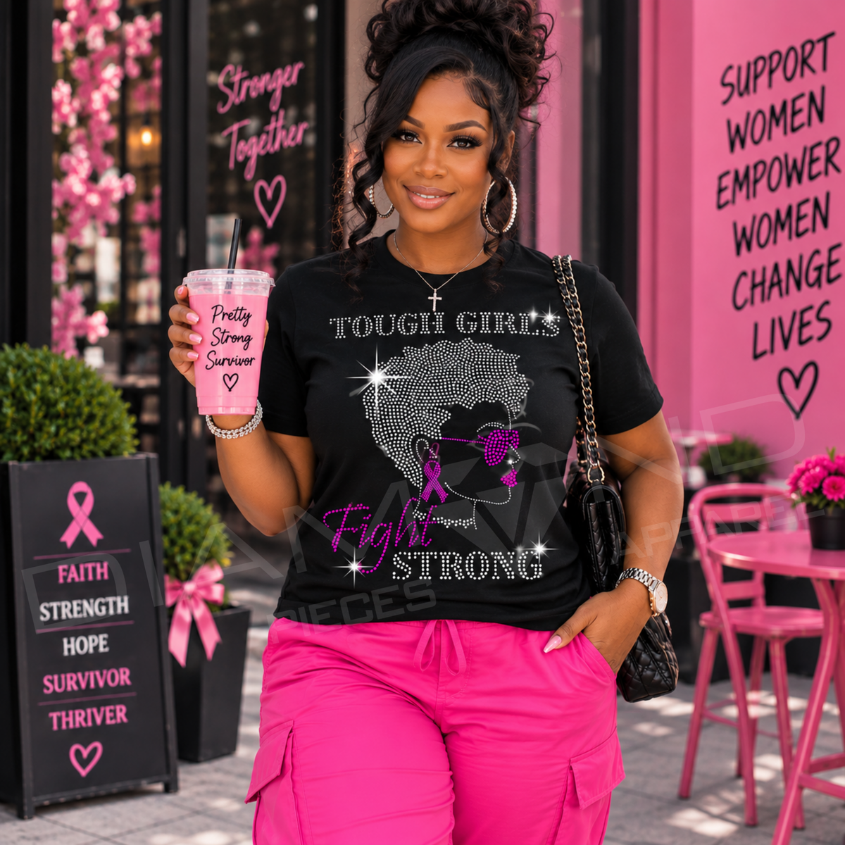 Tough Girls Fight Strong Rhinestone