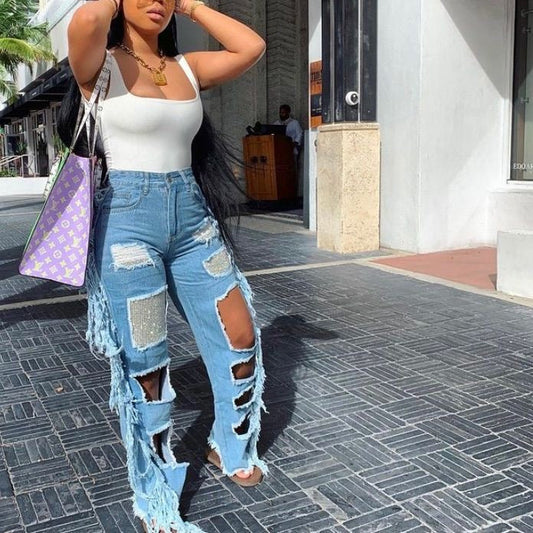 Rhinestone Patch Jean