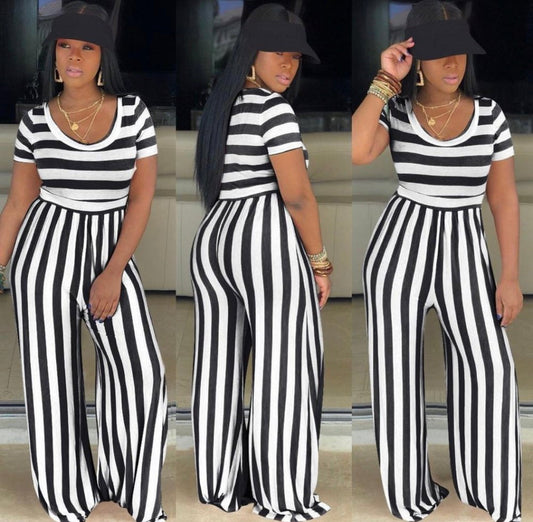 White & Black Wide Leg Jumpsuit