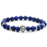 Silver and Blue Lion Gemstone Bracelet